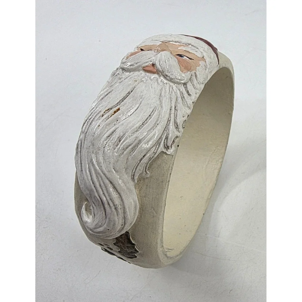 Rare Jim Shore Santa Claus Resin Bracelet Vintage 1990 3D Folk Art Christmas